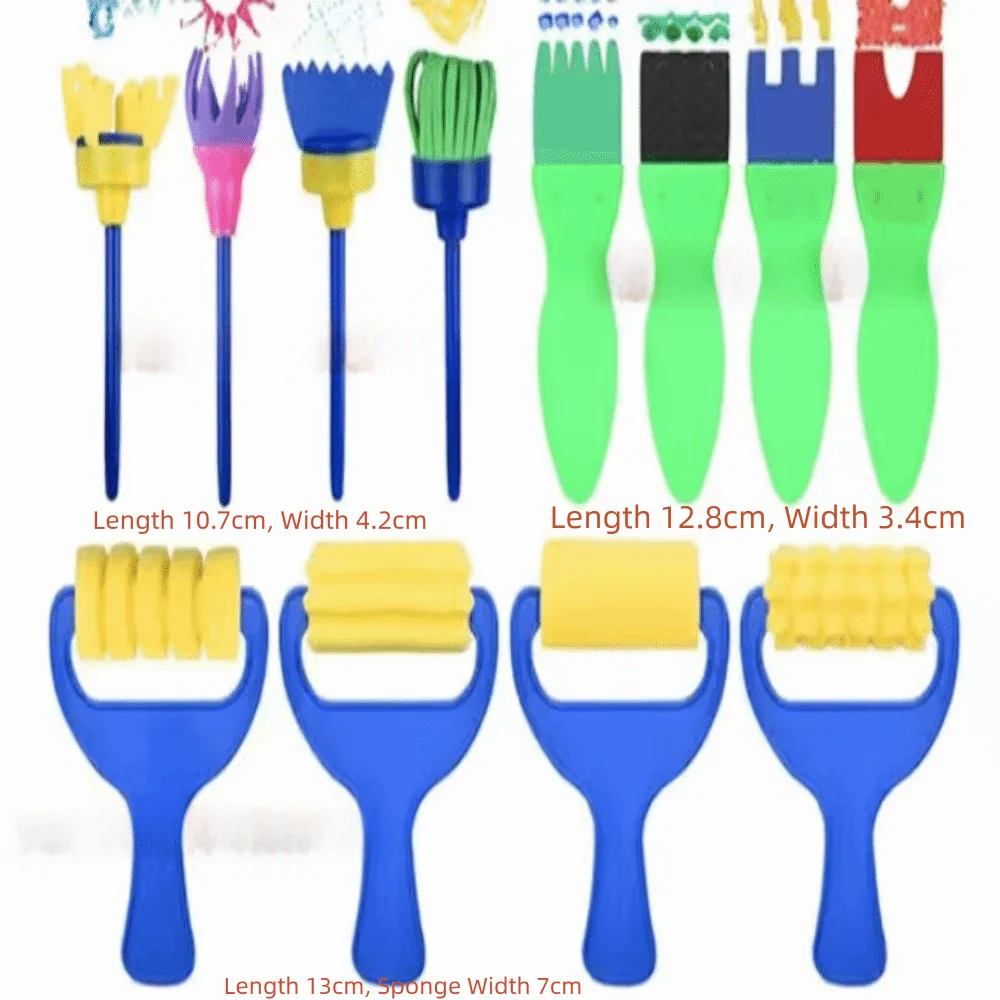 12PCS EVA Foam Made Painting Sponge Brush Gentle Texture Multi Pattern Assortment DIY Drawing Tools Roller & Stamp Combo - view 6
