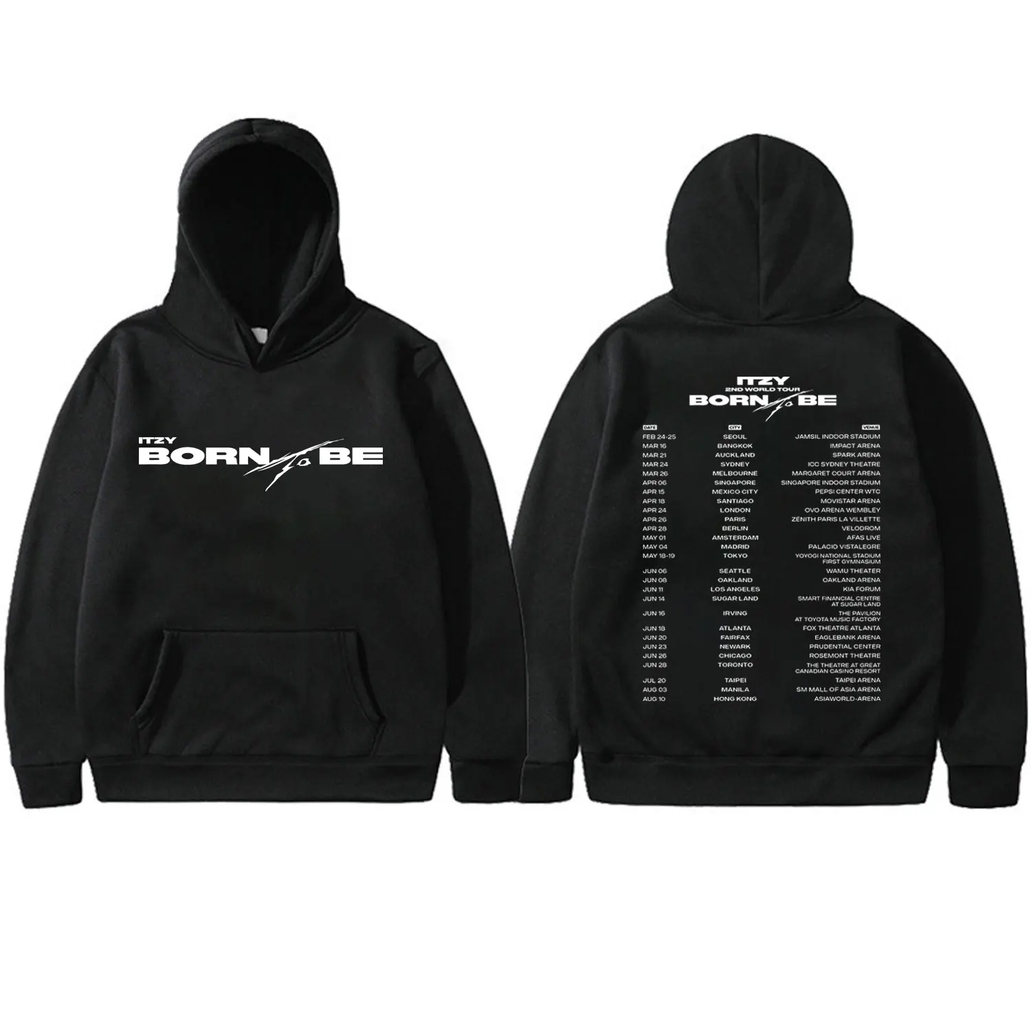 

ITZY Born To Be 2nd World Tour 2024 Print Hoodie Men Women Harajuku Kpop Hooded Sweatshirts Fashion Vintage Oversized Pullovers