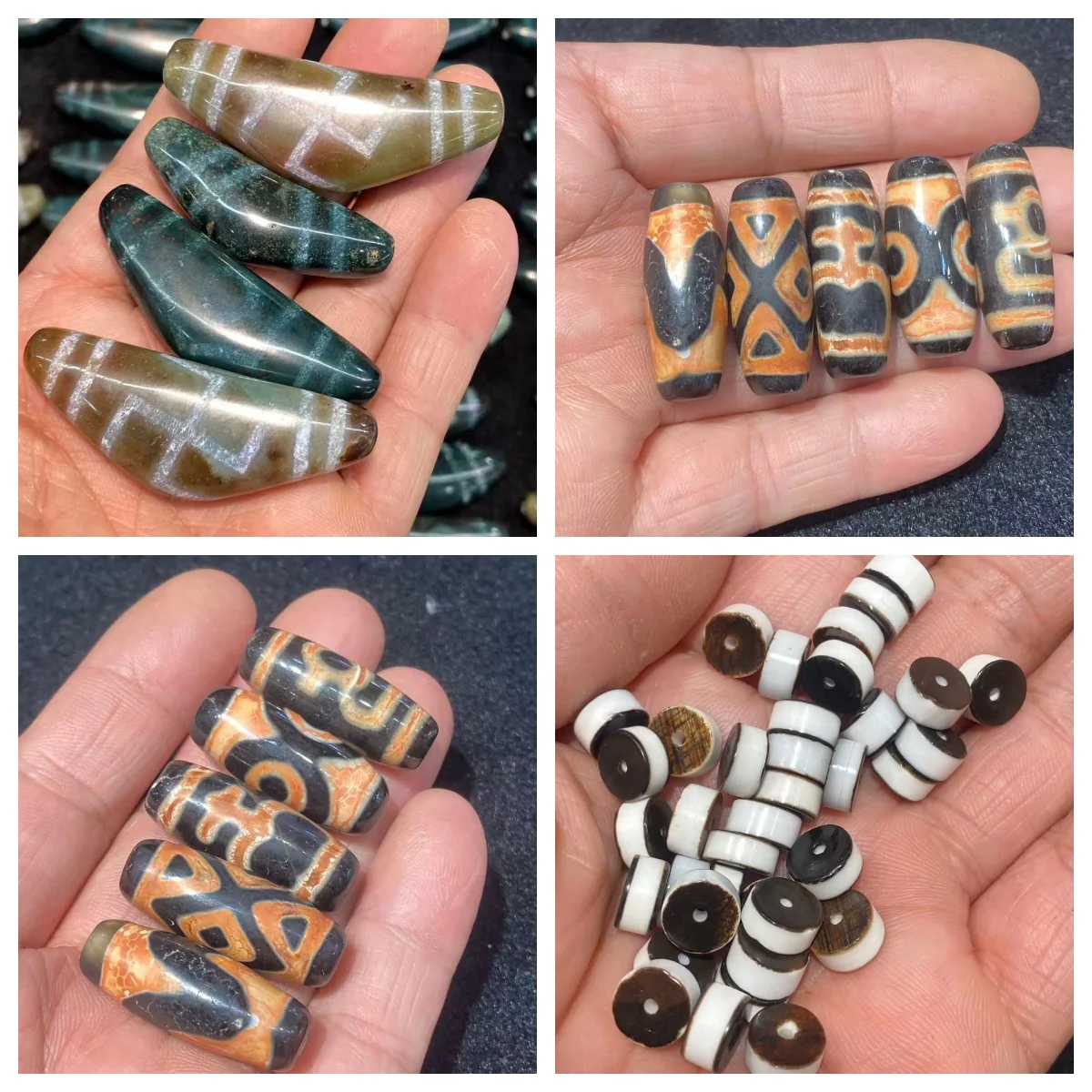 100pcs Taiwanese artisanal calcified agate Dzi horn bead chopped beads weathered patina Tibetan-style loose beads for bracelets