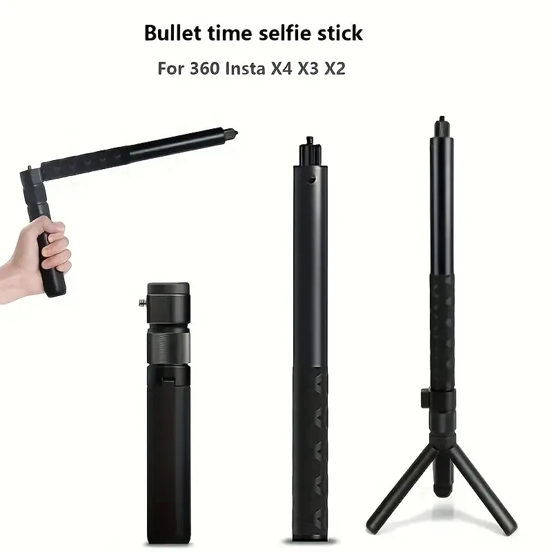 Portable Aluminum Alloy Bullet Selfie Stick Tripod,Rotating Handheld Tripod for Insta360x4 Bullet Time Selfie Stick