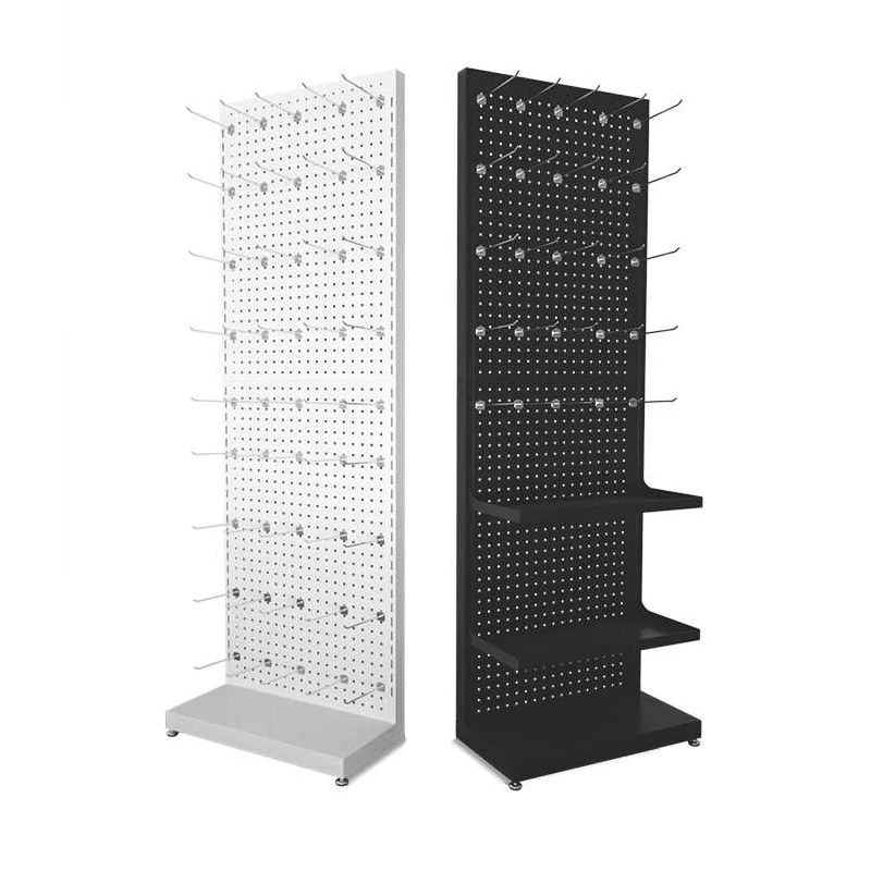 Multi Function Pegboard Display Rack Floor Standing Pegboard Rack Heavy Duty Supermarket Metal Display Racks
