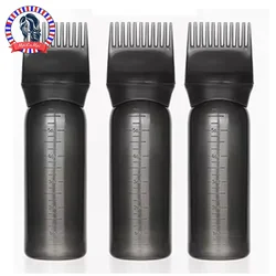 3pcs180ml Oil Scalp Applicator Root Washer Repeatable Filling Bottle Root Comb Applicator Bottle Salon Barbershop Accessories