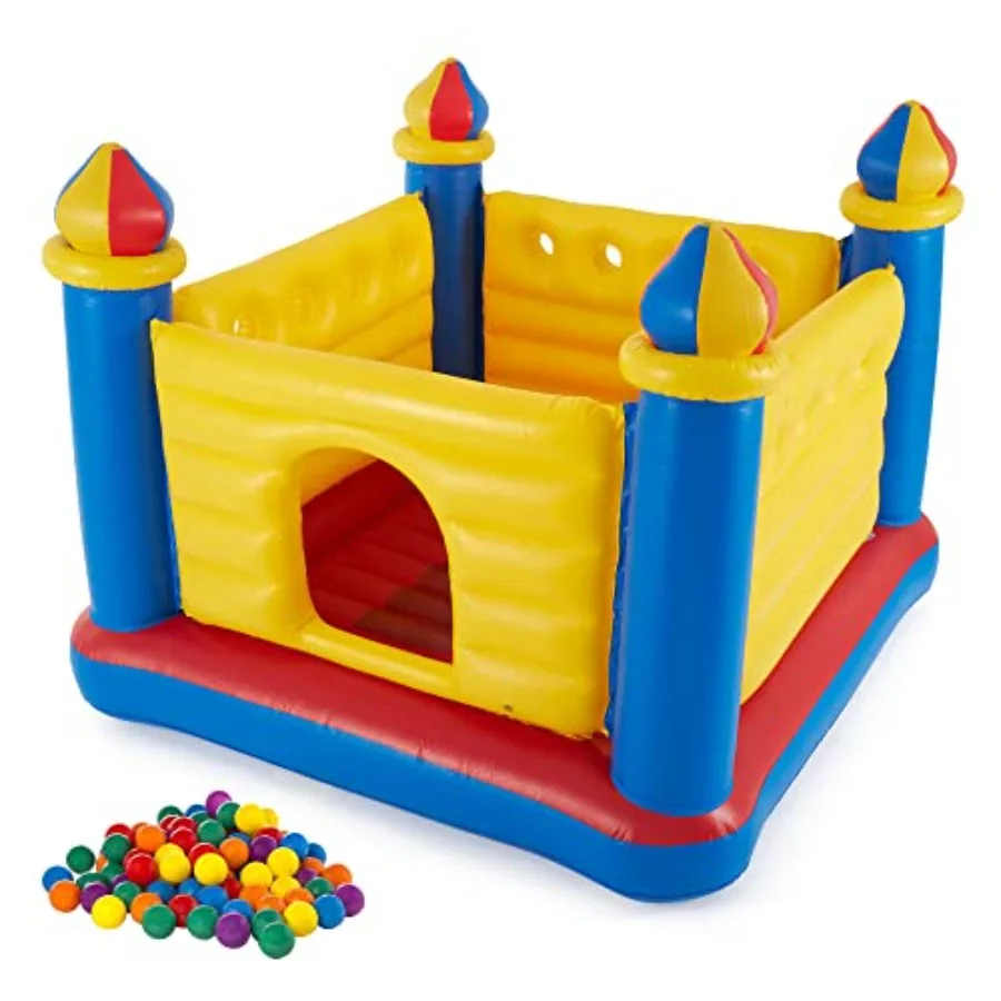

Indoor Outdoor Inflatable JumpOLene Bouncer Castle House Ball Pit and Small Plastic MultiColored Fun Ballz with Carrying Bag 10