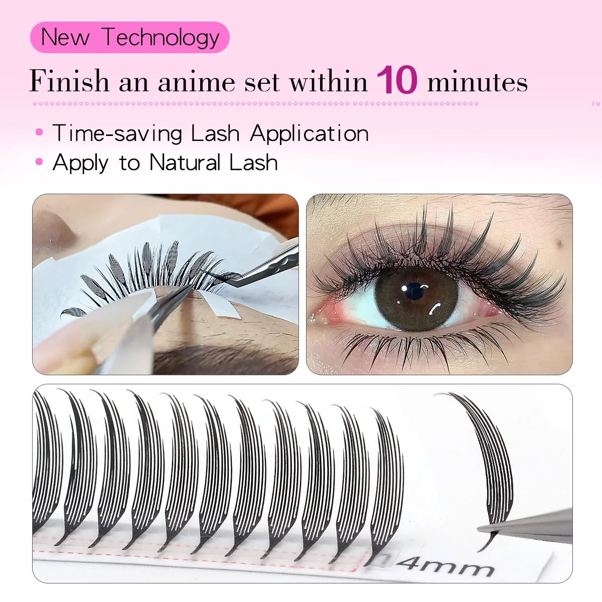 Lashonly Anime Effect Mink Lash Premade Fans Soft Plume Fluttering Comic Eyelash Extension Automatic Flower 3D Spire Lashes
