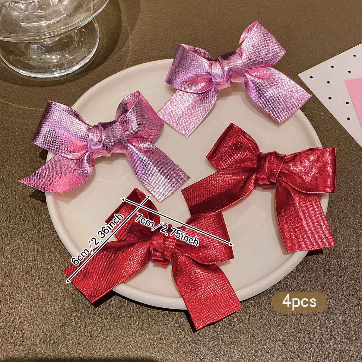 4 fashionable bow hair clips with a sweet and elegant style, suitable for daily use as hair accessories