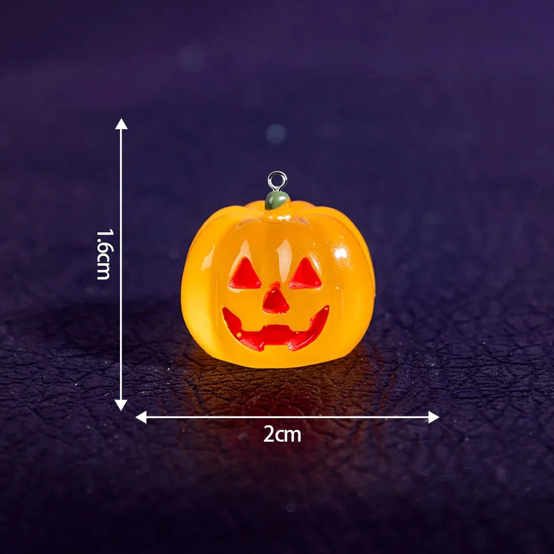 5Pcs Kawaii Luminous Pumpkin Resin Charms Halloween Holiday Pendants For DIY Earring Necklace Keychain Jewelry Decor Supplies view 3