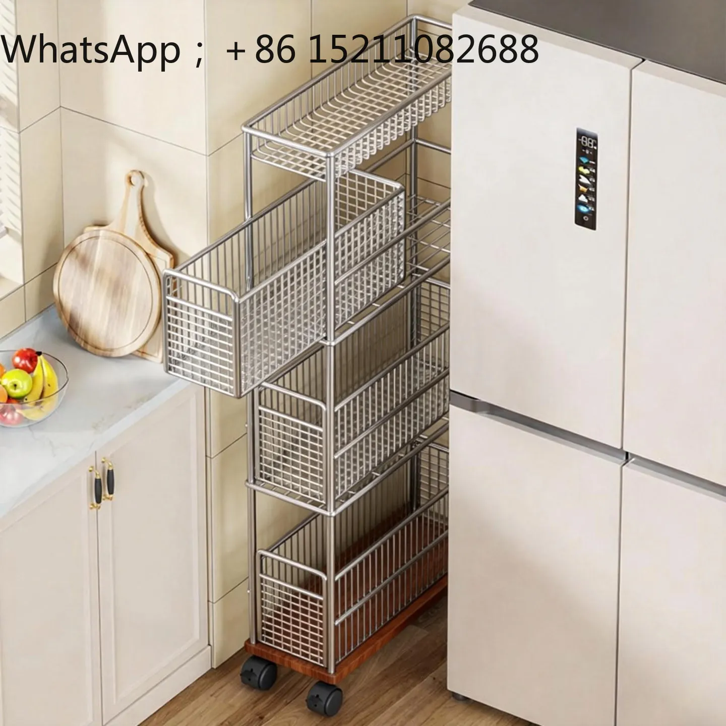 LLY kitchen crevice rack floor removable fruit and vegetable storage rack multi-functional pull-out seasoning rack