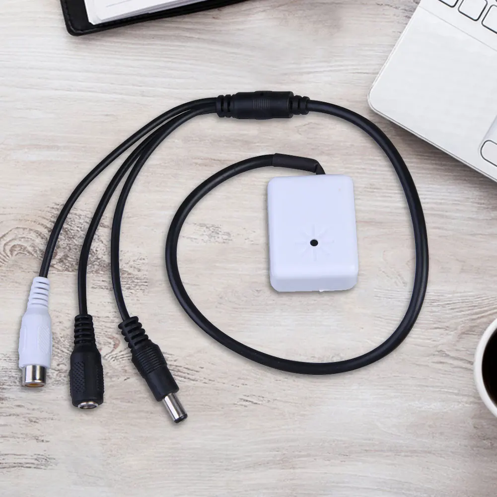 

Preamp Amplified Pickup Device Mic 100m² Wide Range Mini Audio Pickup Microphone High Sensitive for CCTV/IP Camera/DVR/NVR