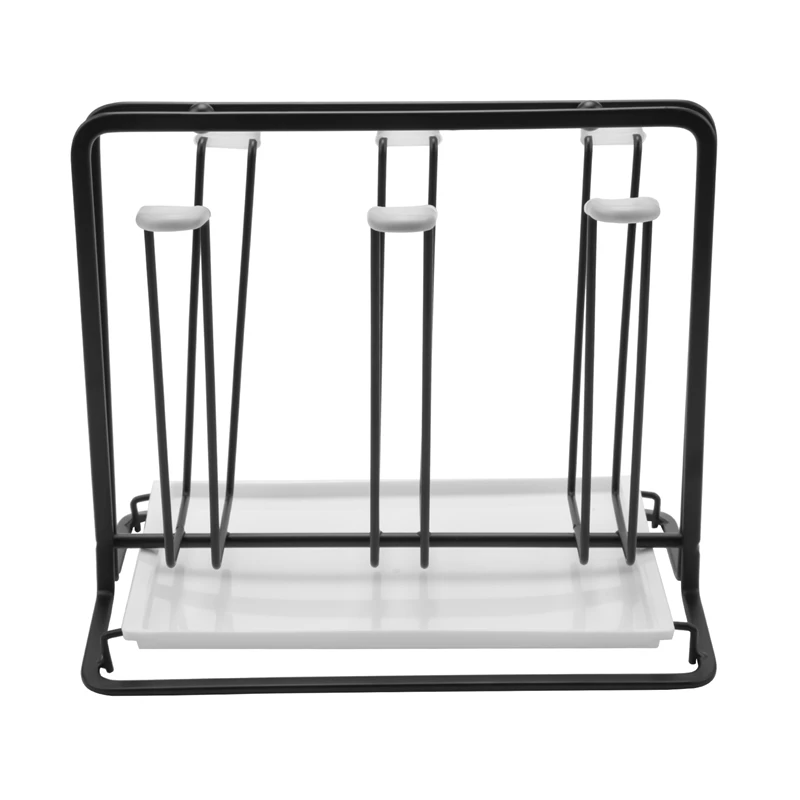 

A47U 6 Bottle Dish Drainer Metal Bottle Holder, Drip Rack for Vessels with Drip Tray, for Sodastream, Air Up, Avent, Philips