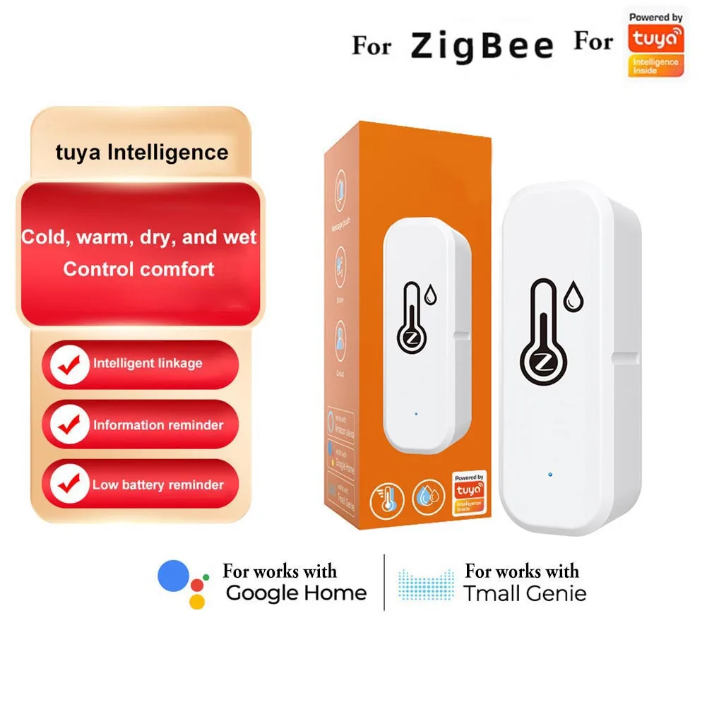Sensor de Umidade e Temperatura, Detector de Ar para Wi-Fi, Sensor de Umidade Zibgee, 70*20*25mm