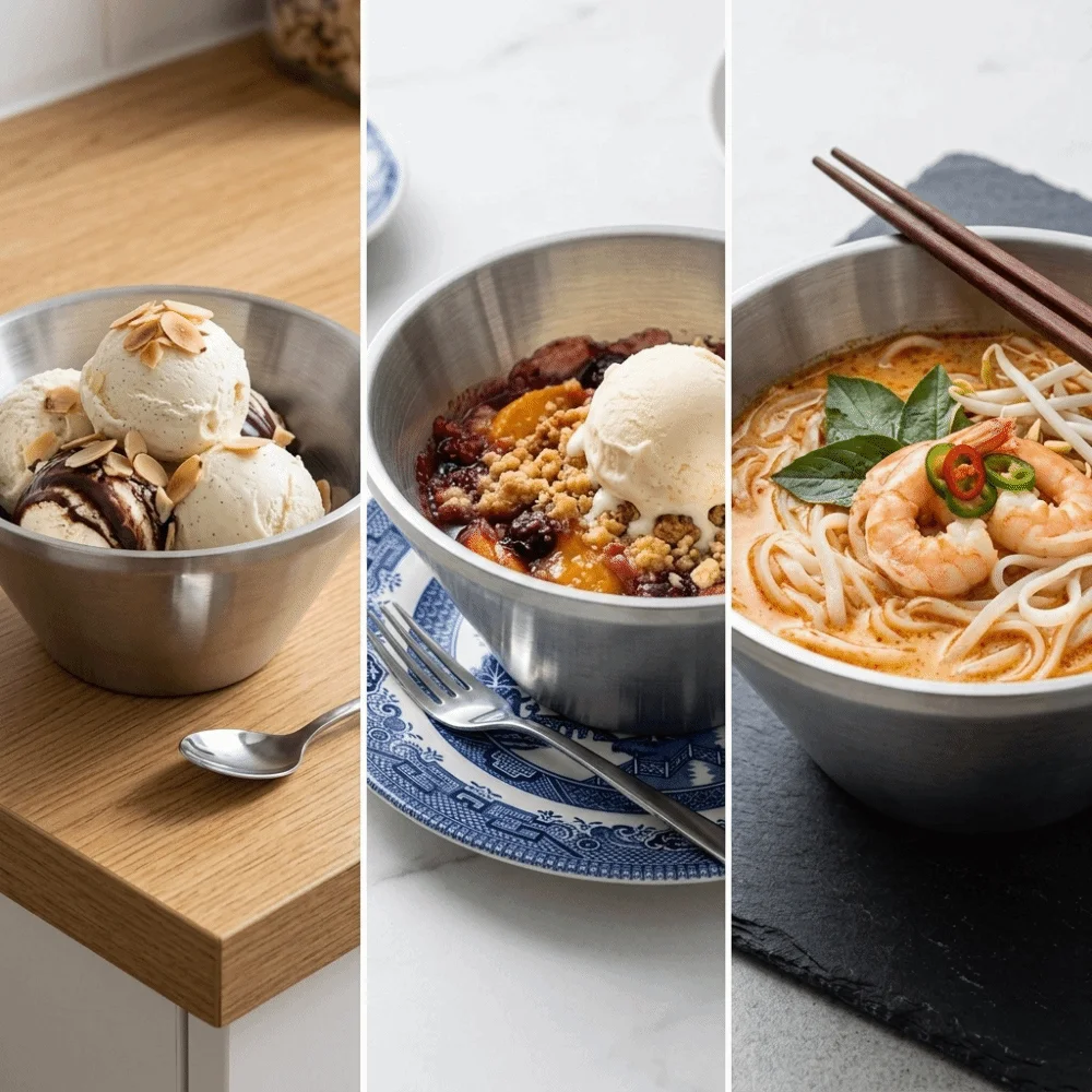 Lightweight Rustless Steel Rice Bowl Double Layer Conical Noodle Bowl Smooth Thickened Shaved Ice Bowl Shaved Ice