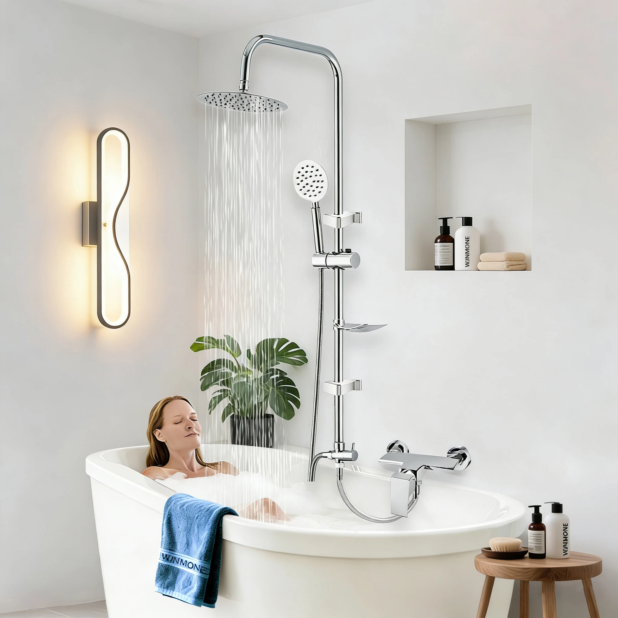 Ensemble de douche à effet de pluie moderne et Simple, robinet de salle de bains en laiton massif, robinets mélangeurs chauds et froids, colonne de douche fendue, système de douche de pluie pour