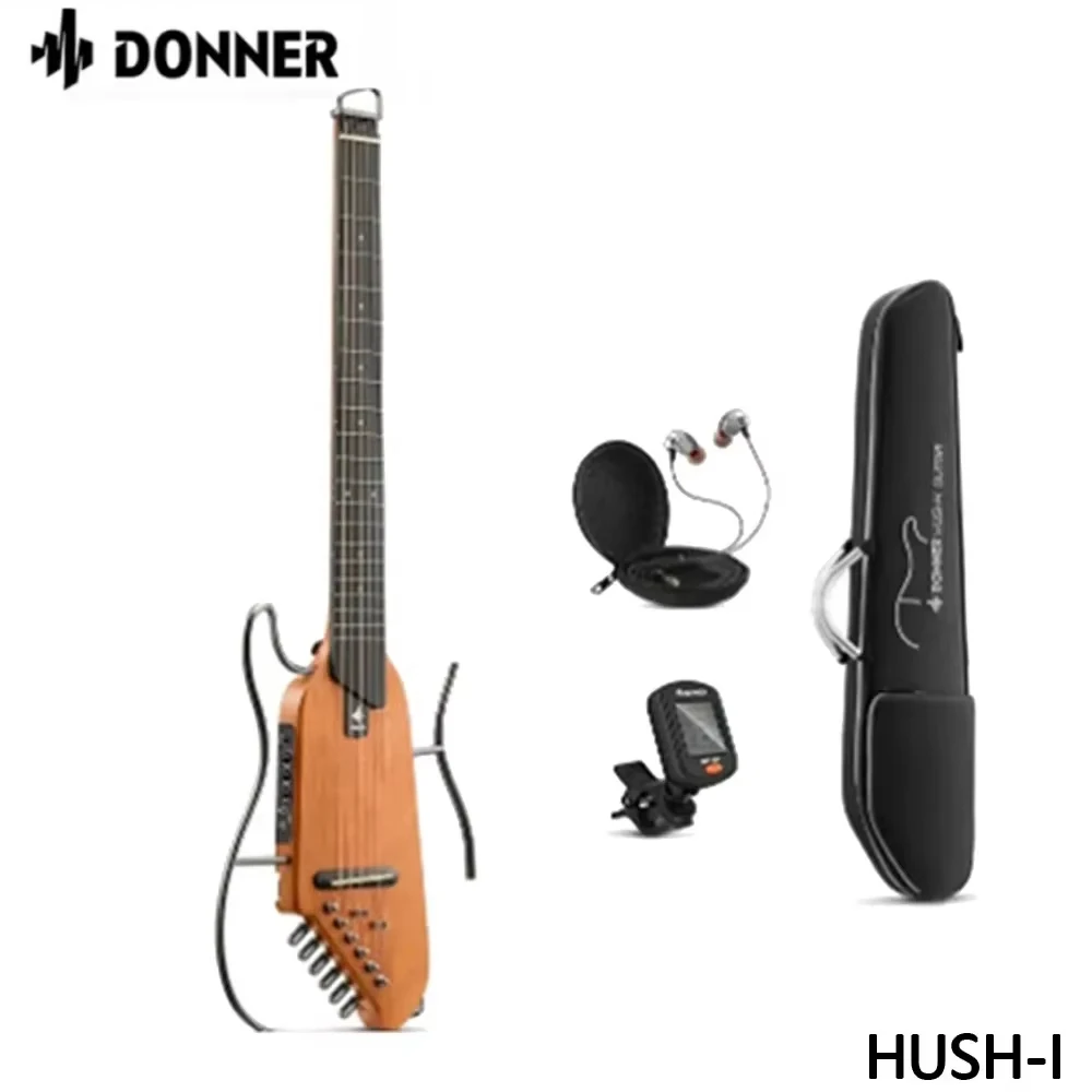 Donner Hush-I Guitarra silenciosa inteligente Viaje Portátil Destacável Folk Guitarra de madera sin cabeza