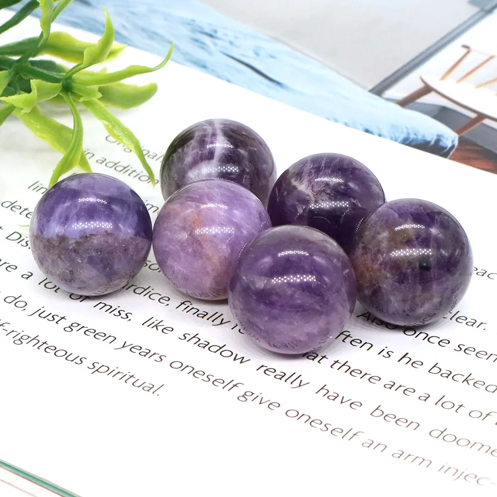 20mm Mini Sphere Natural Stone Ball Healing Crystal Quartz Amethyst Gemstone Round Beads Mineral Specimen DIY Bracelet Necklaces