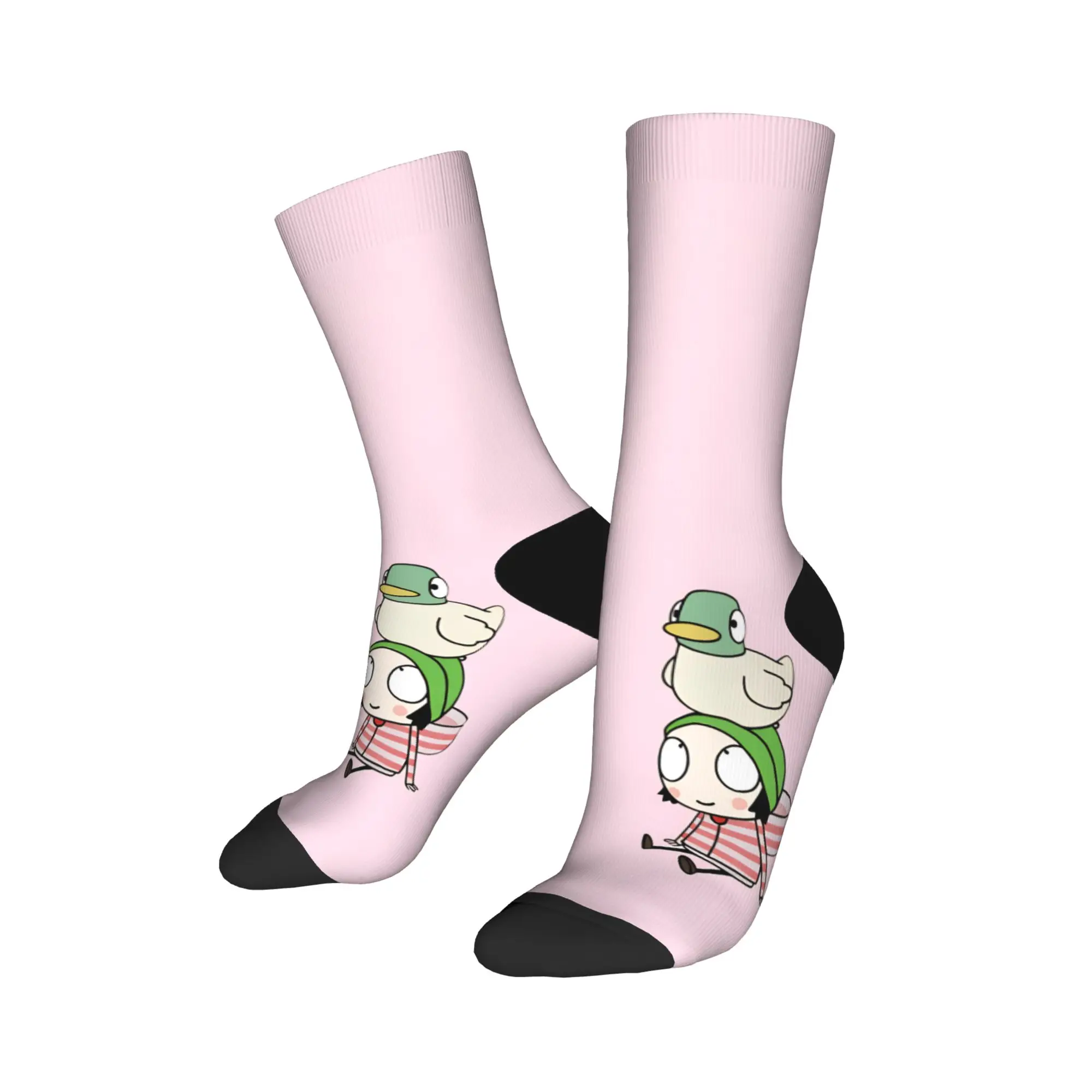 Sarah And Duck Stockings  Pattern Vintage Socks Autumn Non Skid Socks Men Skateboard Soft Breathable Socks