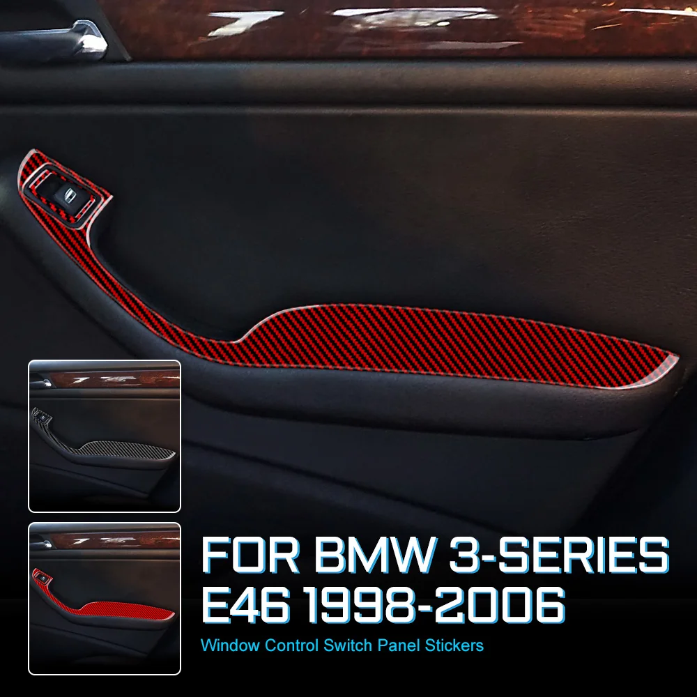 

Carbon Fiber For BMW E46 1998 1999 2000 2001 2002 2003 2004 2005 2006 Car Door Window Control Switch Panel Interior Sticker Trim