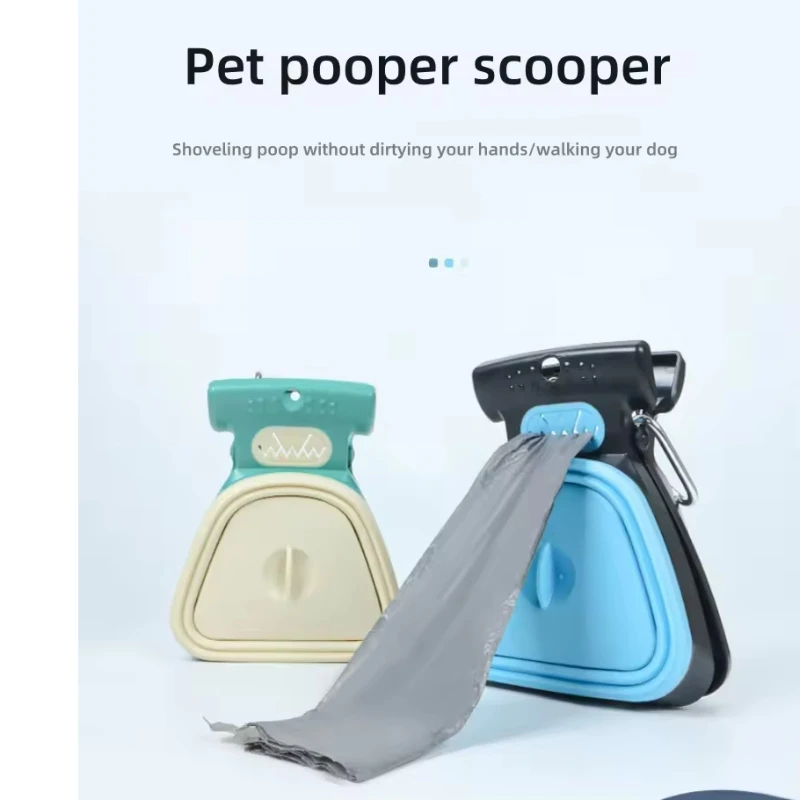 Pet Pooper Scooper Foldable Pooper Scooper With Decomposable Bags For Pet Labor-saving Pet Excreta Cleaner For Out Dog Supplies