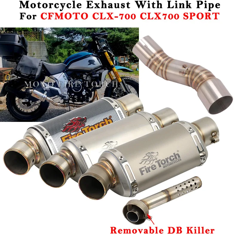 

Motorcycle Exhaust Escape System Modify Muffler With Middle Link Pipe DB Killer Slip On For CFMOTO CLX-700 CLX700 CLX 700 Sport