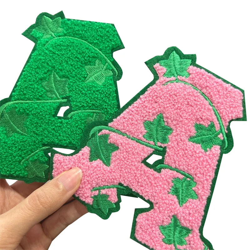 Chenille Ivy Alpha Kappa Alpha Pink and Green AKA Sorority Iron on Patch for Cardigan Jacket