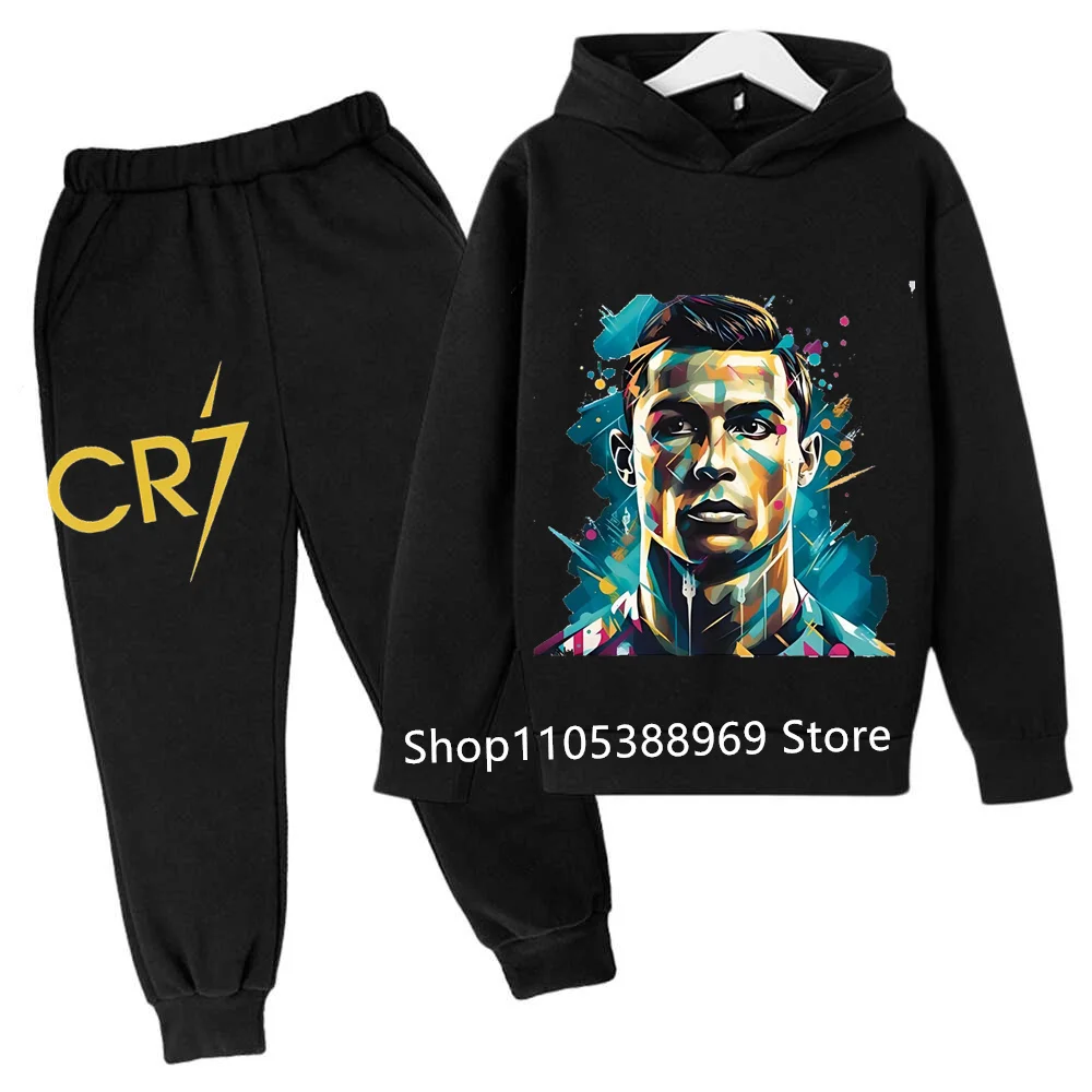 Ronaldo CR7 Print Football Idol Clothing Children Hoodie 2pcs Set Pants Suit Kids Boys Tracksuit Girls Clothing Sport Tracksuits