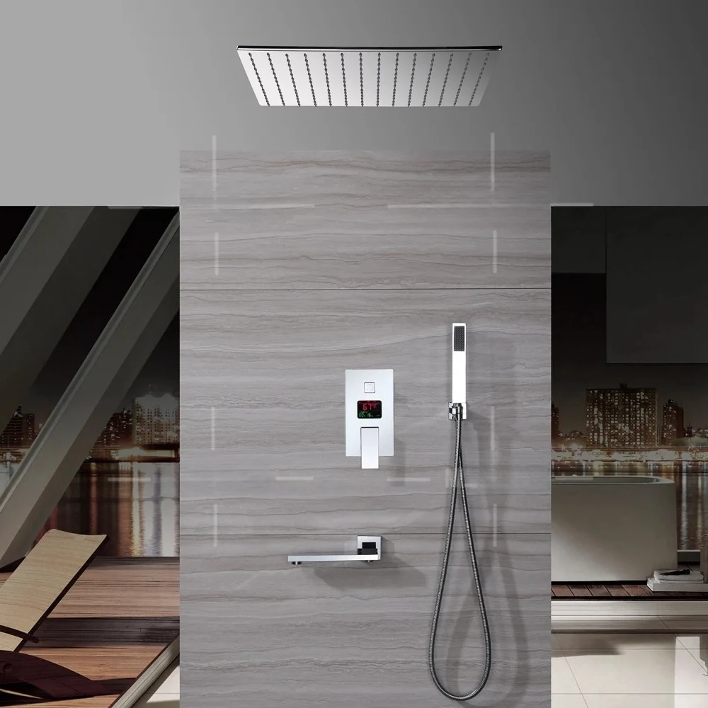 Embedded Ceiling Mounted Bathroom Shower Set System Shower Combo Set With Handheld Shower