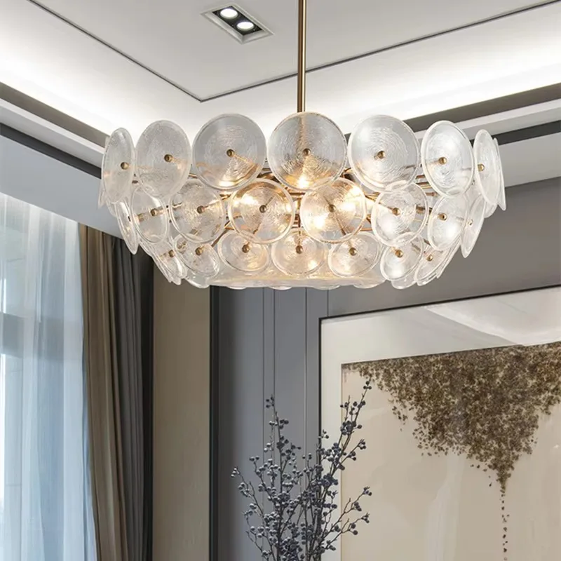 Luxury Gold Crystal Round Glass LED Chandelier Living Room Dining Room Bedroom Kitchen Island Hotel Cafe Bar Home Decor 2026