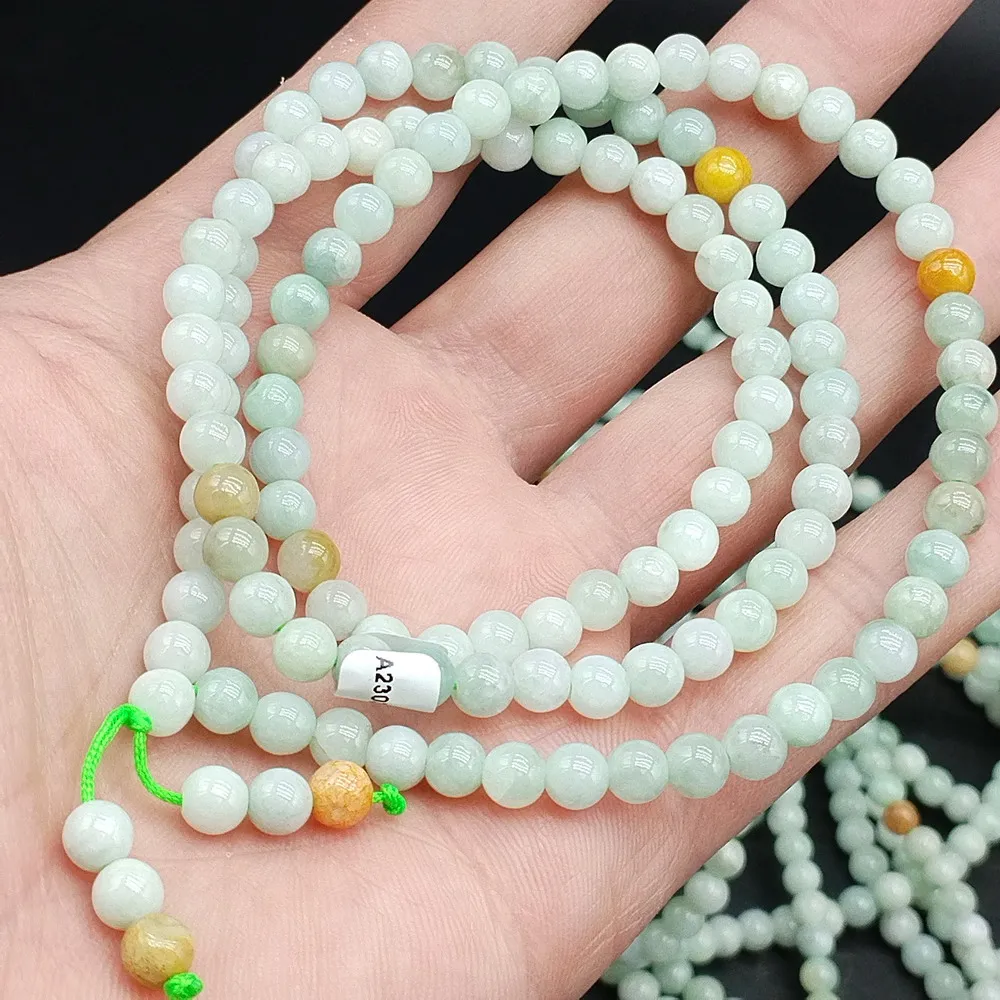 

1PC Certified Burma 100% Natural A JADE Jadeite 5.80MM Bead Necklace 24 Inch