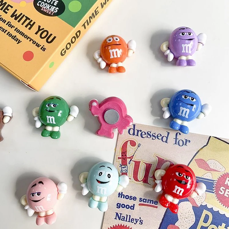 10Pcs Cartoon Cute M Beans Food Refrigerator Chocolate Magnet Photo Message Fixed Food Magnet Magnetic Whiteboard Decoration