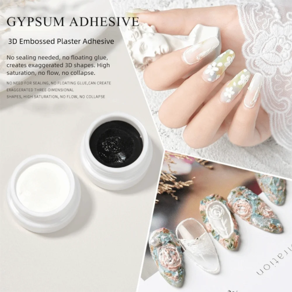 DIY Flowers Painting 3D Modeling Gel Micro Carved Solid 5D Sculpture Gypsum Gel DIY Manicure Creative Clay Glue Nail Drawing Gel