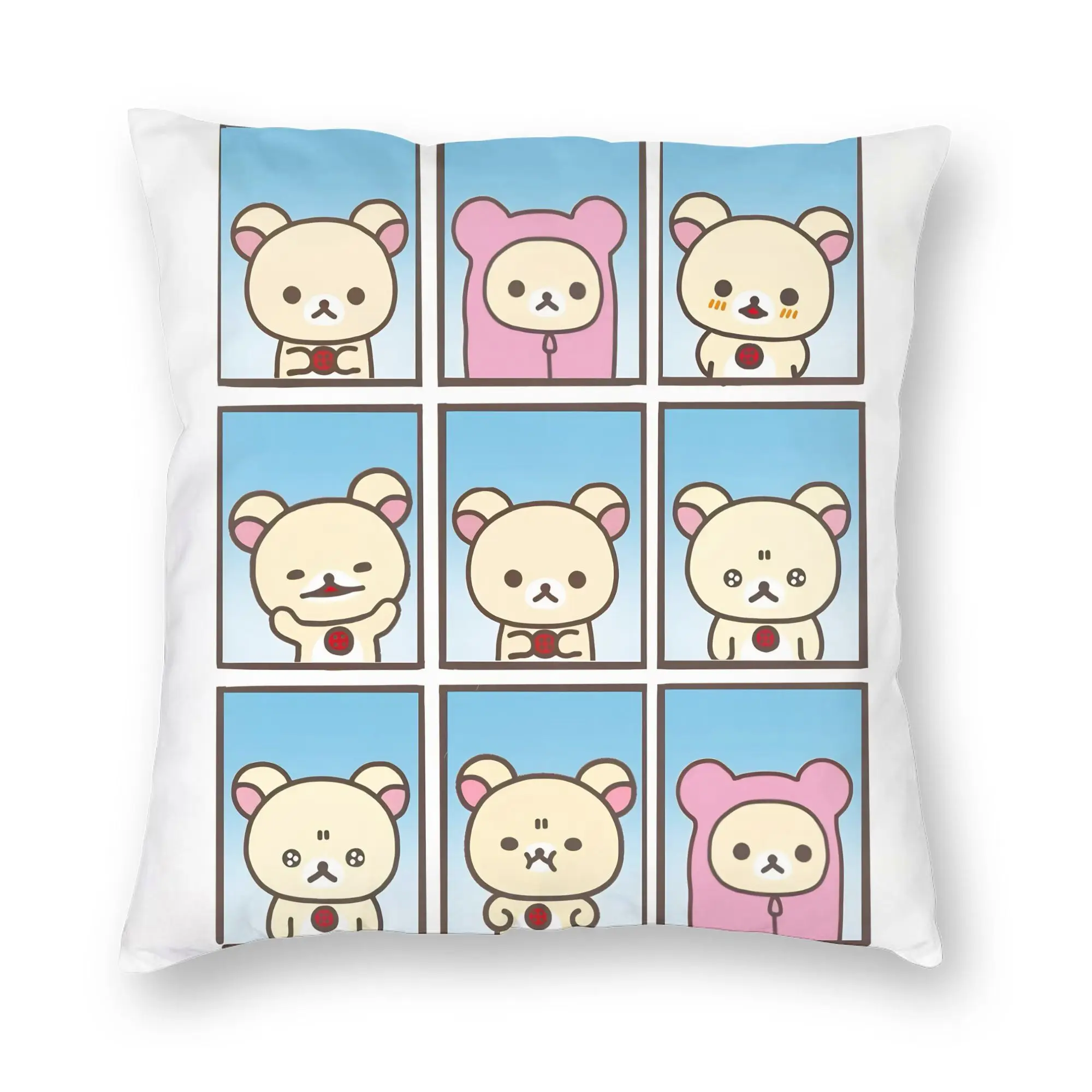 Rilakkumas Korilakkumas Kawaii Japanese Cartoon Pillowcase Printed Cushion Cover Decoration  Throw Pillow Case Cover Home Square