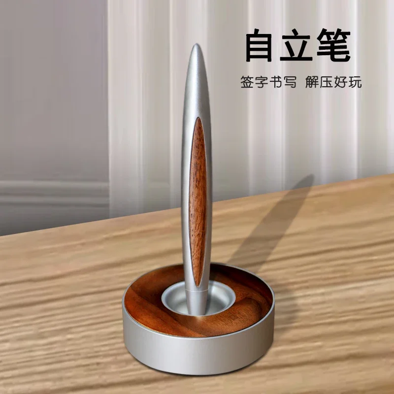 Magnetic levitation signature pen business gift black walnut stand-up pen custom gift boyfriend teacher leader suspension pen