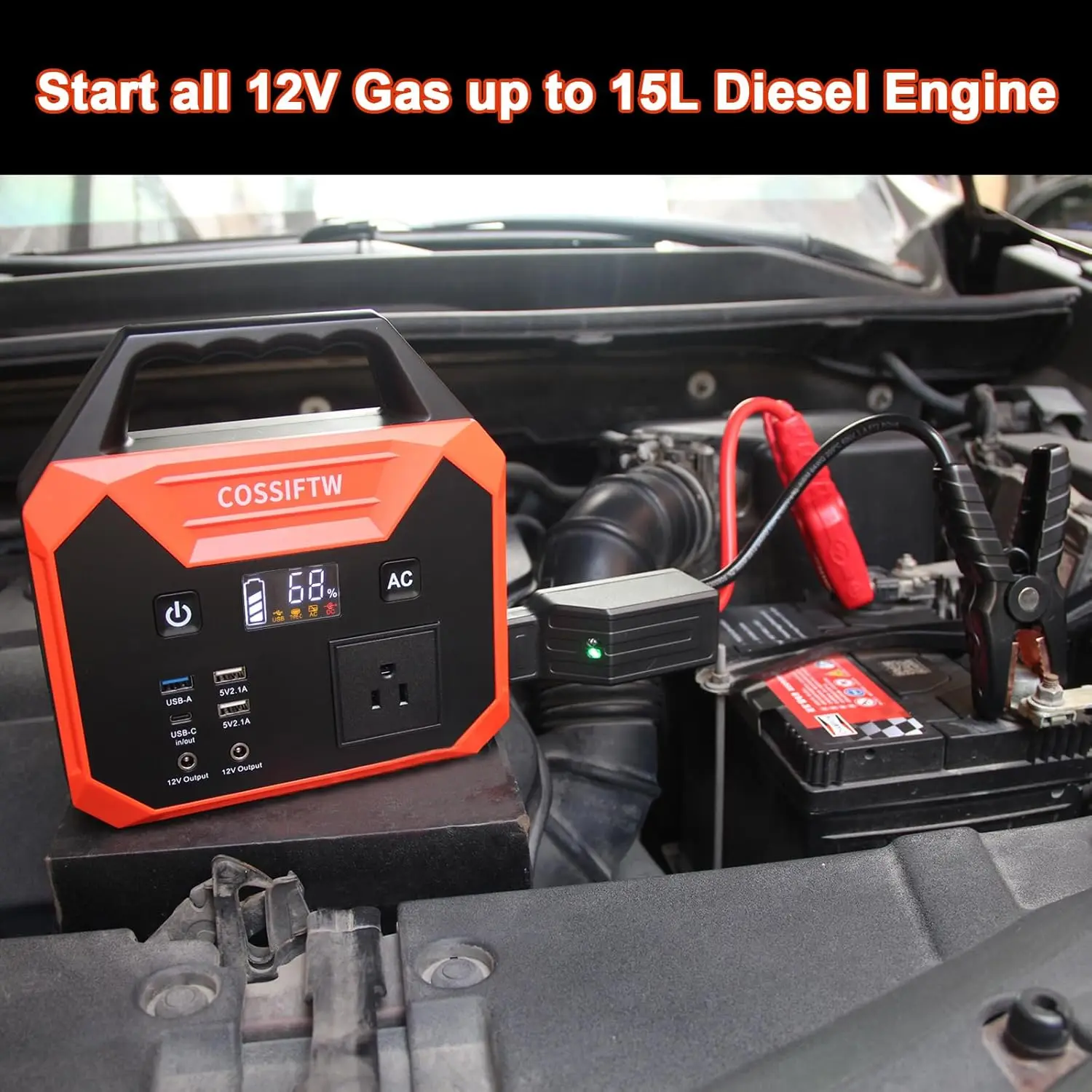 10000A Jump Starter 200W Portable Car Battery Starter with 130Wh Power Bank – PD 60W Two-Way Fast Charging Apply for All Cars