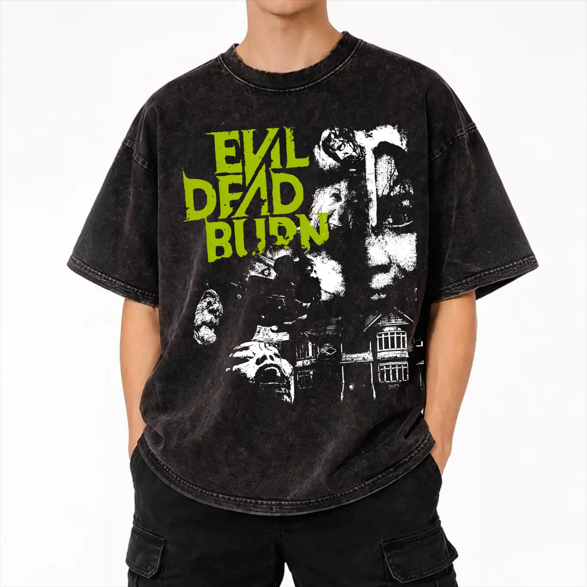 Printed evil dead burn 2026 Washed Shirt Apparel Oversize T-Shirts  for Men Women Tees