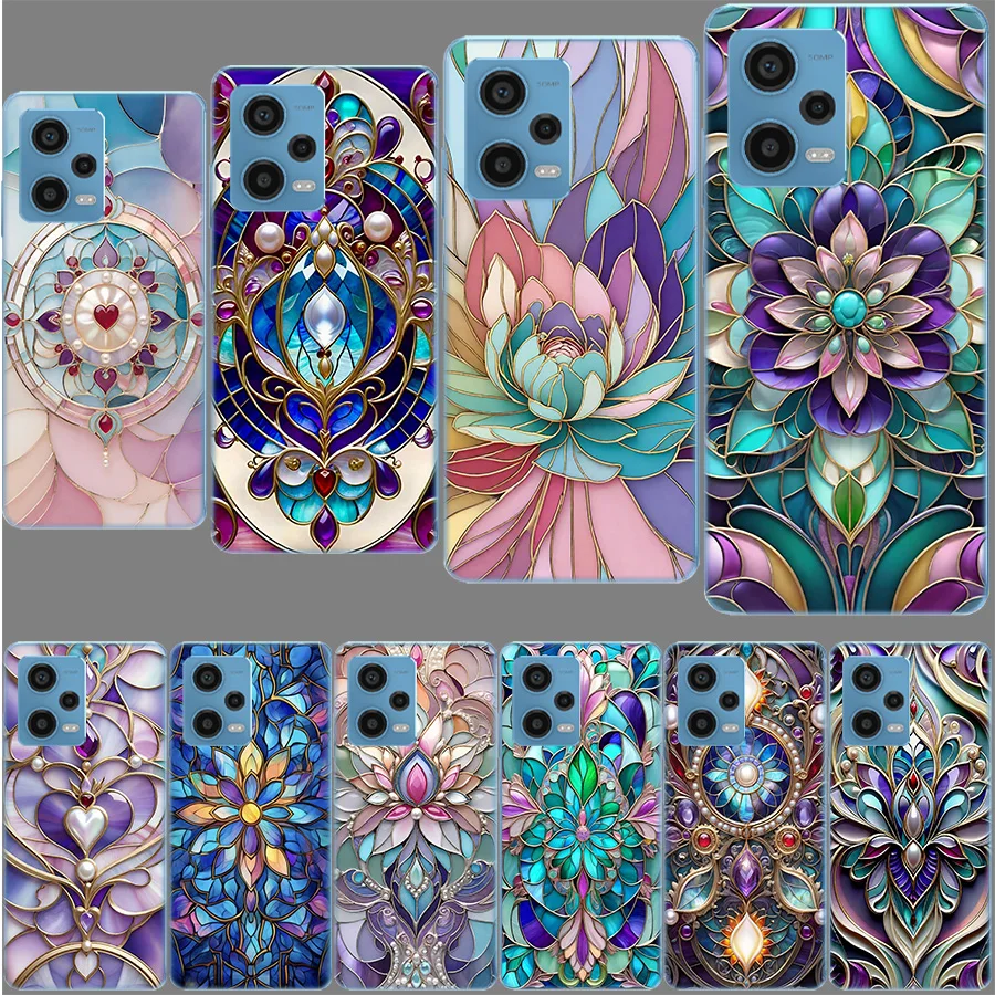 Floral stained-glass effect so Beautiful Phone Case For Redmi Note 13 12 14 15 Pro Plus 13R 11 11T 11E 11S 10 Pro 10S 9 9S Cover