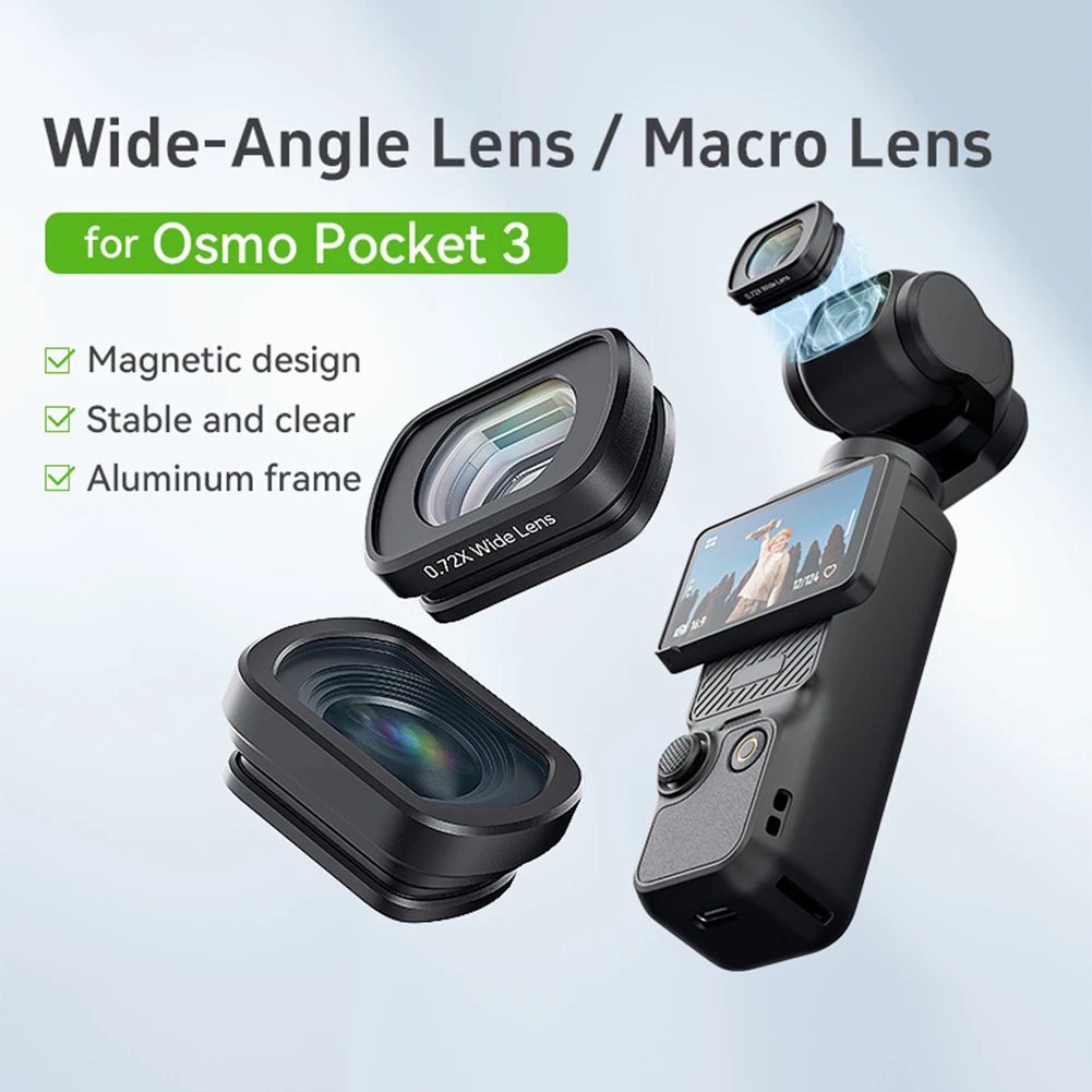 عدسة تليفوتوغرافي لـ Osmo Pocket 3 عدسة مغناطيسية قوية بزاوية واسعة/عدسة ماكرو بصرية لـ DJI Osmo Pocket 3 ملحقات الكاميرا