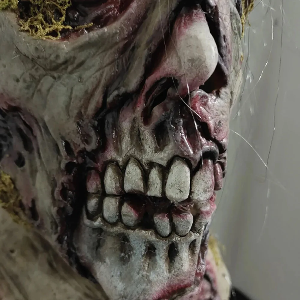 Horror Zombie Mask With Seaweed Movie Walking Dead Zombie Full Head Masks terrore Latex Monster Full Face Halloween Prop copricapo