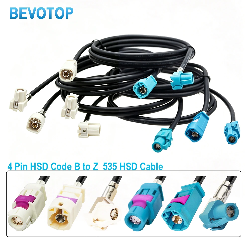 1Pcs HSD LVDS Cable 4 Pin HSD White Code B Male to Blue Code Z Female Connector High Speed HSD 4 Core 535 Cable Harness Wire