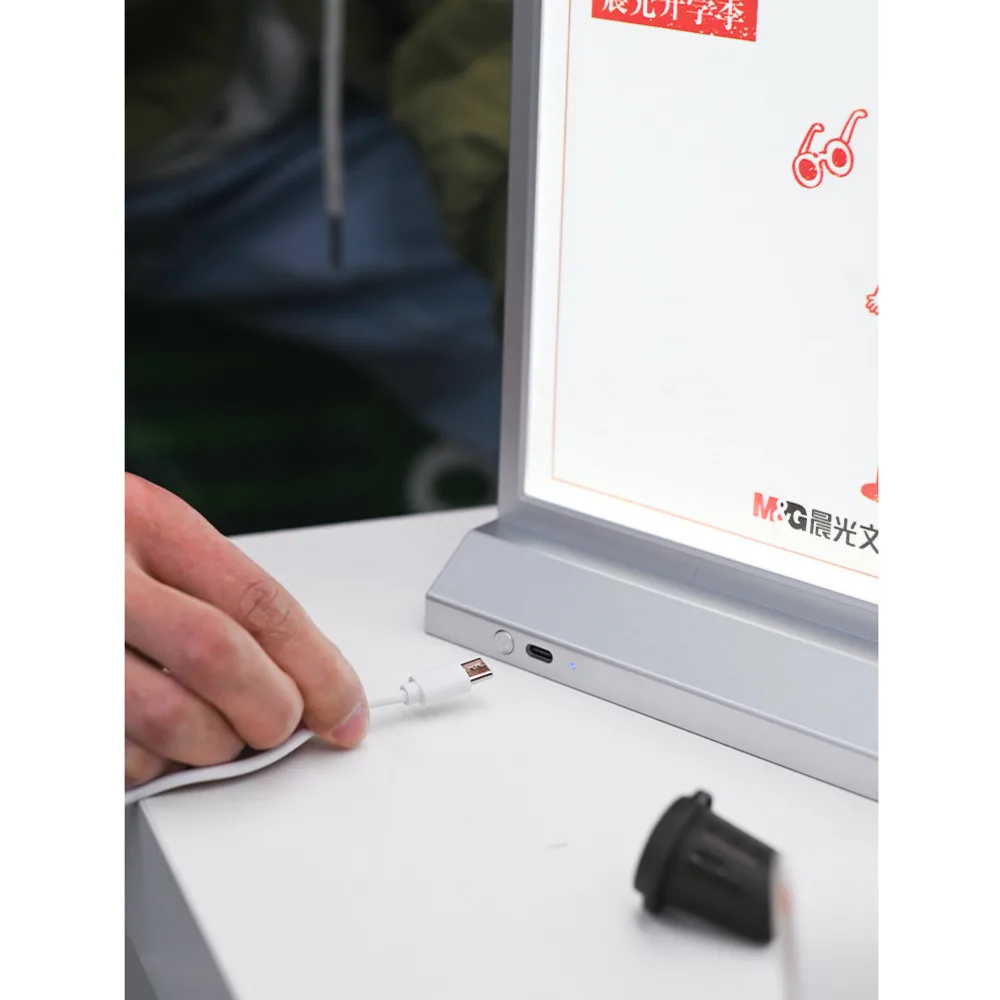 Rechargeable A5 Light-Up Desktop Menu Board - Portable Pull-Out Illuminated Advertising Sign