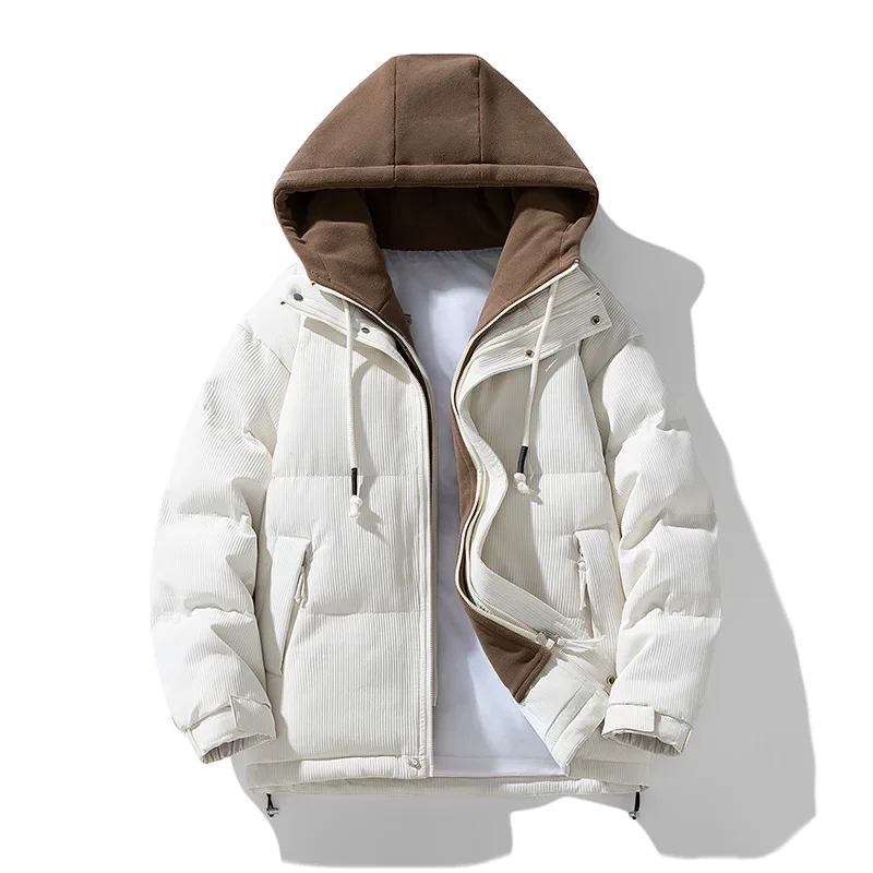 

Мужские куртки для мужчин осенью и зимой. Повседневные куртки для подростков и хлебные куртки. Две подкладки с утолщенным капюшоном и хлопковой подкладкой.