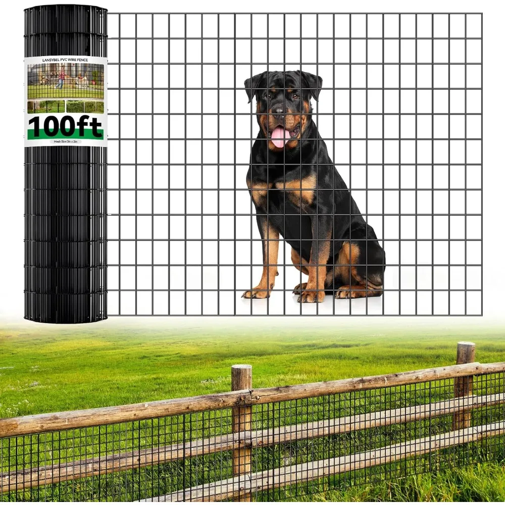 

PVC Coated 100 Feet Long x 24 Inches Tall Welded Wire Mesh Fence, 2x3 Inch 16GA Garden Border