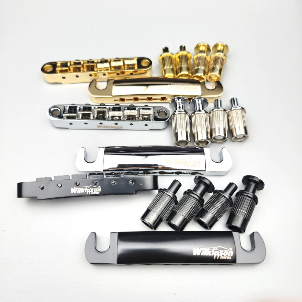 Original Wilkinson Tune-O-Matic Style Lespaul LP SG E-Gitarrenbrücke Chrom Silber Schwarz Gold WOGT1+WOGB2 – Detail 2