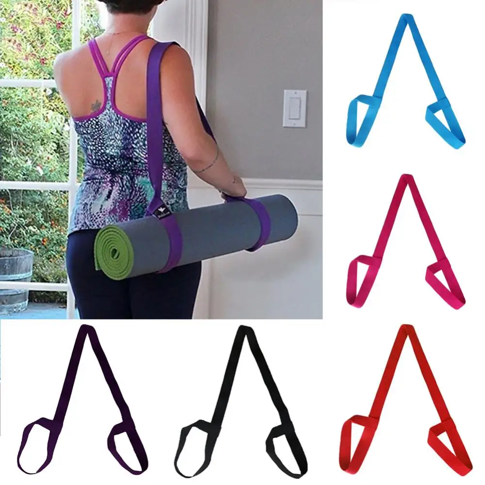 Solid Color Exercise Fitness Yoga Mat Holder Shoulder Strap Carrier Tie Belt