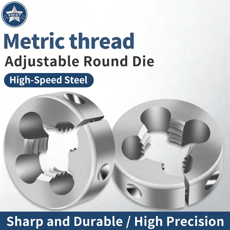 VOKET 1pcs Right-Hand Metric Die M5.5-M13 For Machine Tools External Thread Tapping and Repair Adjustable Circular Die