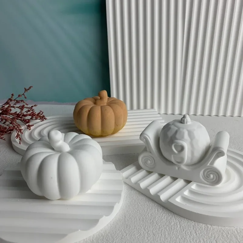 3D Pumpkin Silicone Mold DIY Candles Making Supplies Tools Handmade Soap Resin Plaster Ornaments Mould Halloween Holiday Decor