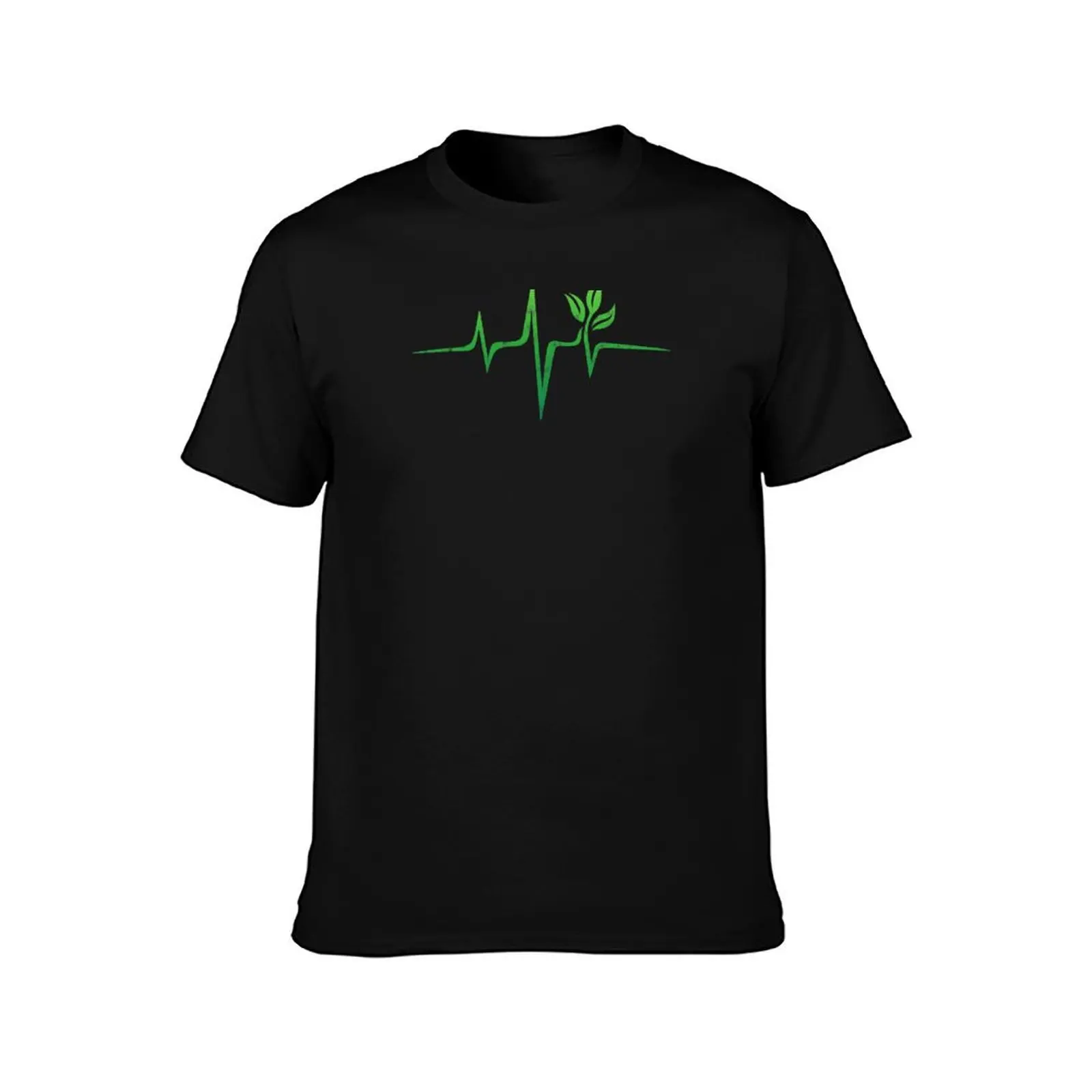 Heartbeat, Pulse Green, Vegan, Frequency, Wave, Earth, Planet T-Shirt Simple Casual Short Sleeve Cotton T-Shirt