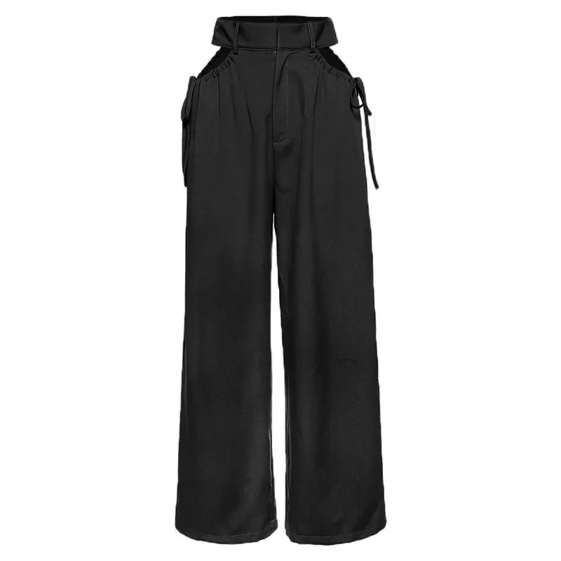 2024 High Waist Straight Stacked Pants with Pockets Trousers for Women Classic Women's Trousers Hip Hop Pants Y2k Harajuku