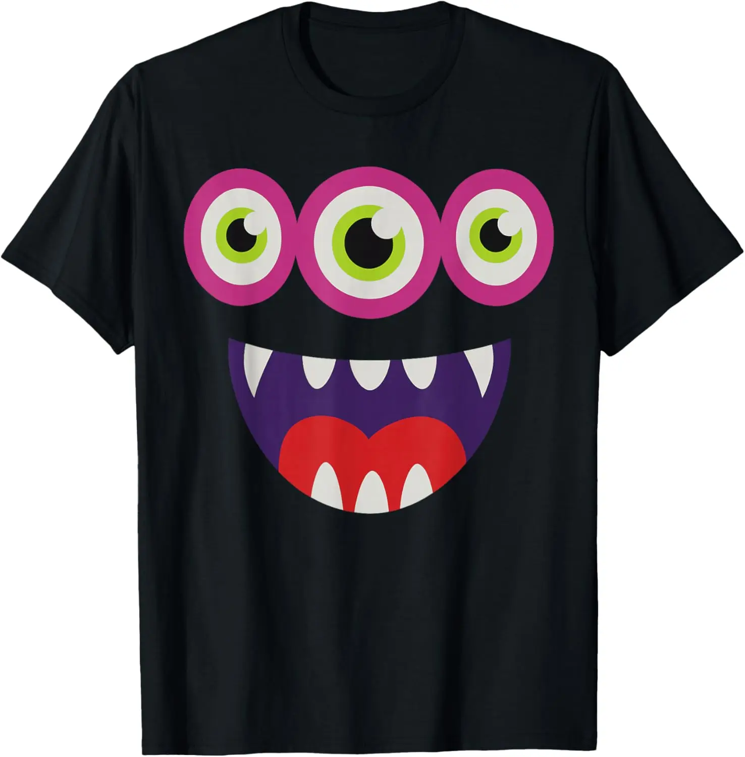 

Three Eye Monster Graphic Tee Funny Cartoon Print Casual Breathable Cotton T-Shirt for Men