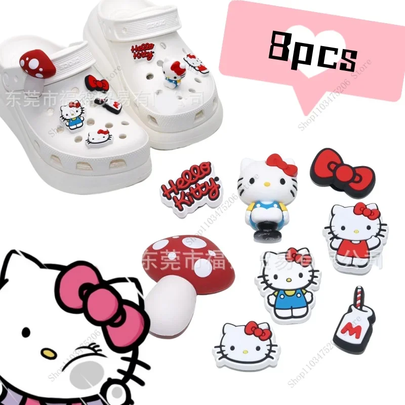 SET Rosa HelloKittys 3D encantadores accesorios para zapatos lindos personajes de dibujos animados hebillas de zapatos desmontables sandalias decoración regalo