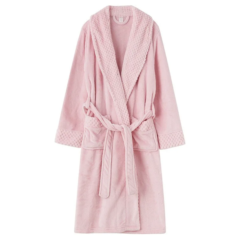 Women Men Flannel Bath Robe Sleepwear 2022 Autumn Winter Extra Long Home Dressing Gown Plush Couple Bathrobe Thick Warm Robes