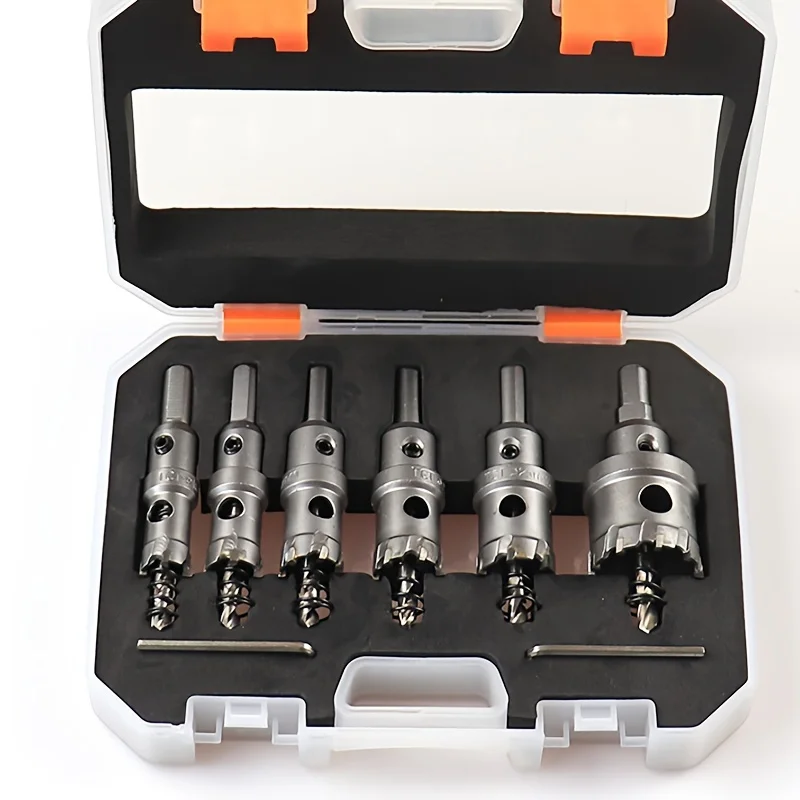 6PCS 16-35mm TCT Hole Saw Cutter Alloy Hole Saw Set Carbide Tip For Stainless Steel Iron Plate Metalworking Drilling Crown